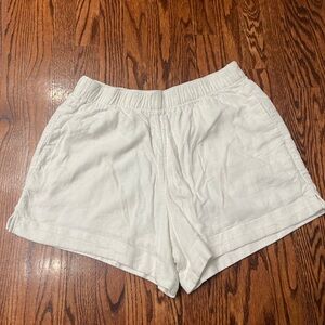 Abercrombie & Fitch Women's White High Waist Linen Shorts